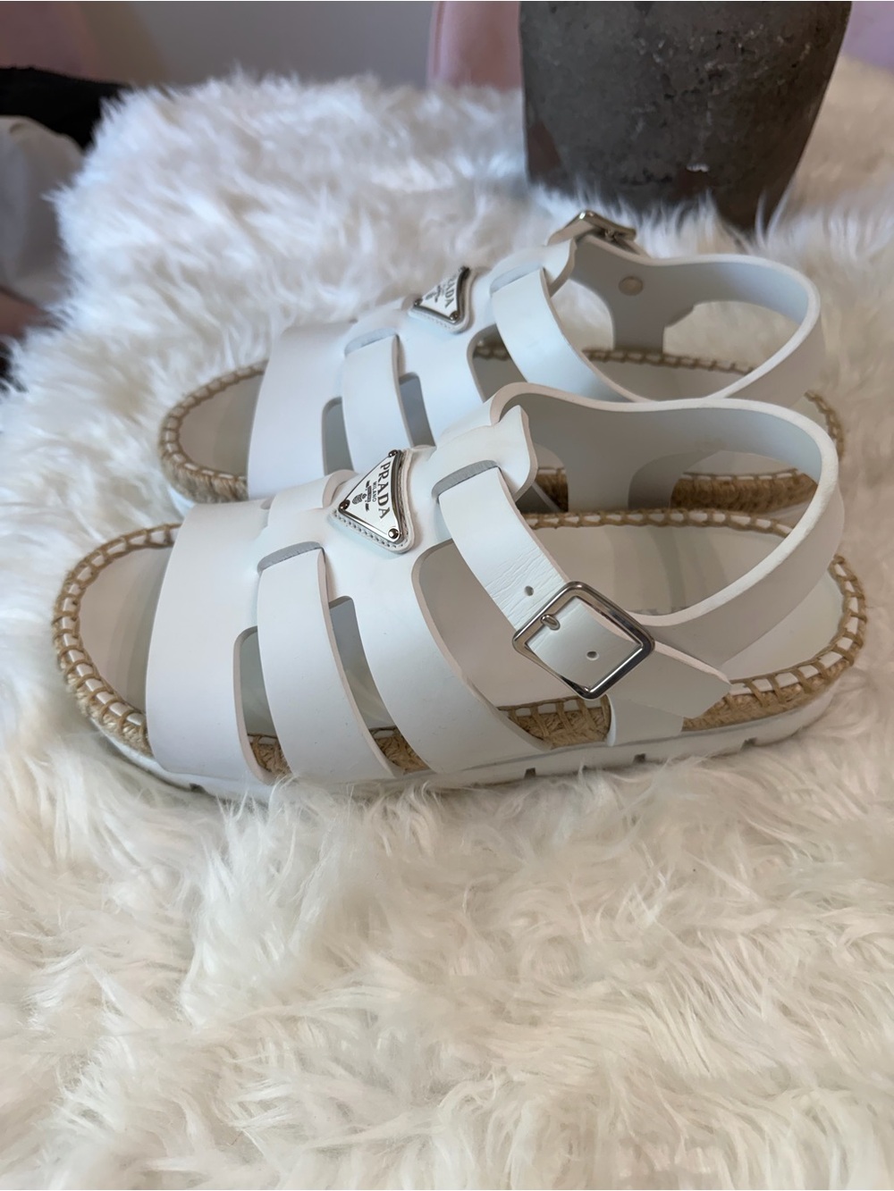 PRADA MONOLITH RUBBER SANDALS - Picture 6 of 8
